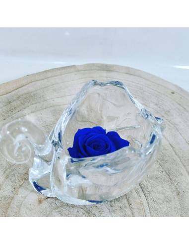 Rosa stabilizzata in vetro a forma di cigno di colore blu