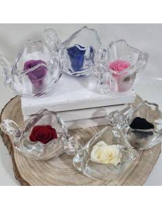Rosa stabilizzata in vetro a forma di cigno di colore blu 2