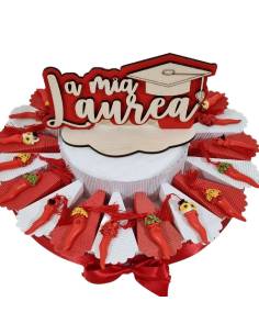Torta confetti laurea bomboniere corno portafortuna