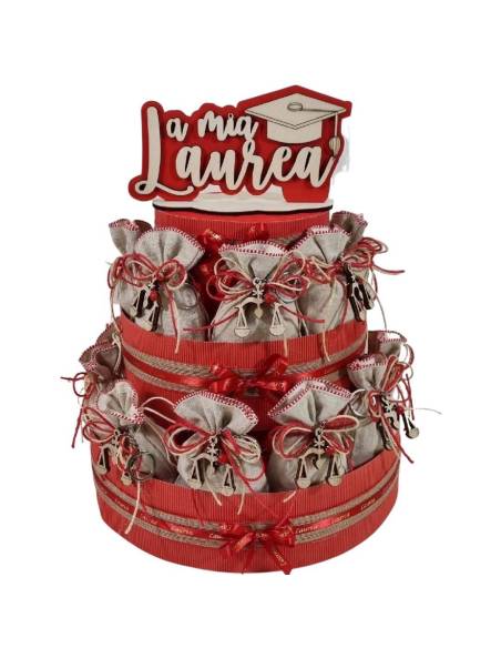 Torta Bomboniere laurea giurisprudenza portasacchetti