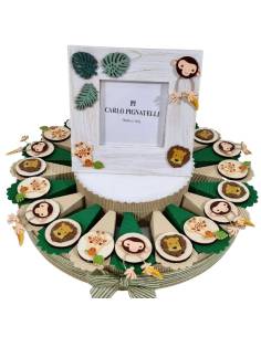 Torta bomboniere animali savana magnete in legno 2