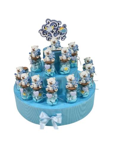 Vasetti portaconfetti per Battesimo bambino con orsetto|SindyBomboniere|