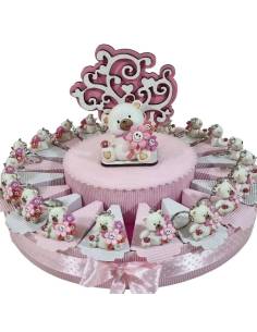 Torta Bomboniere orsetto portachiavi con fiorellini smile