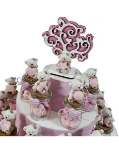 Torta bomboniere orsetti porcellana con vasetti completi
