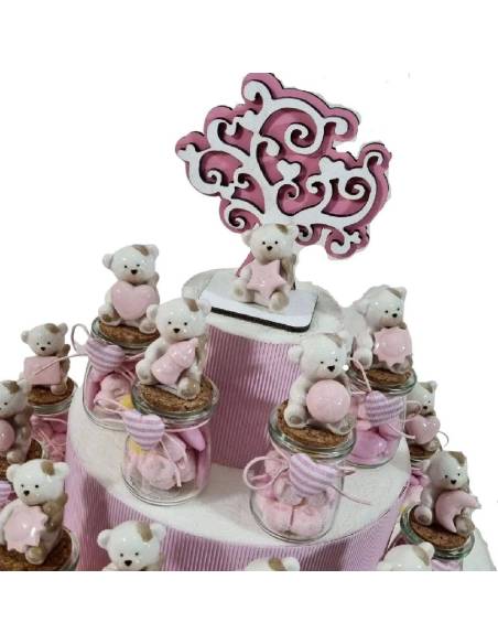 Torta bomboniere orsetti porcellana con vasetti completi