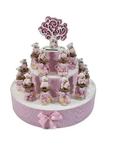 Torta bomboniere orsetti porcellana con barattoli completi | Sindy Bomboniere