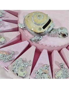 Torta bomboniere animaletti argentati magnete bimba 2