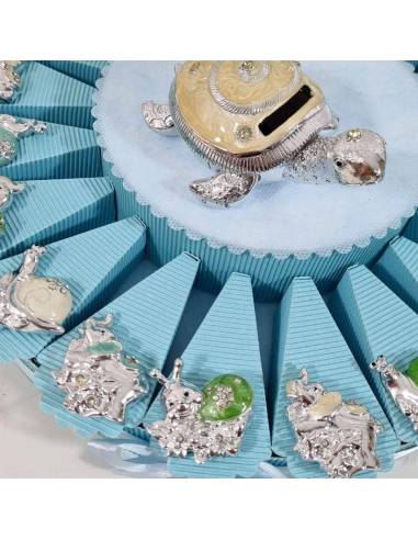 Torta bomboniere animali argentati calamite