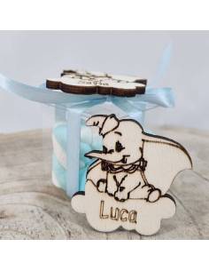 Dumbo applicazioni legno per bomboniere nascita bimbo