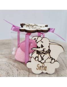 Applicazioni legno personalizzate per bomboniere Battesimo Dumbo