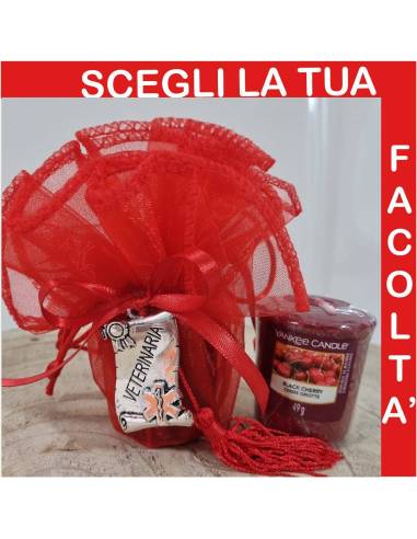 Bomboniere candele laurea pergamena targhetta incisa per ogni facoltà