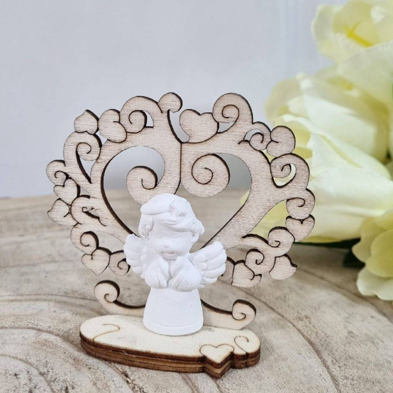 Bomboniera angelo con albero della vita in legno