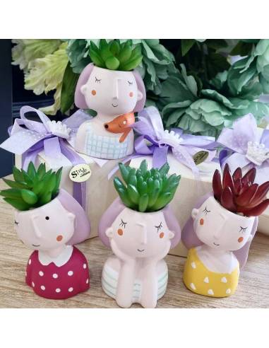 Bomboniere piante grasse vaso viso Simpaticissime