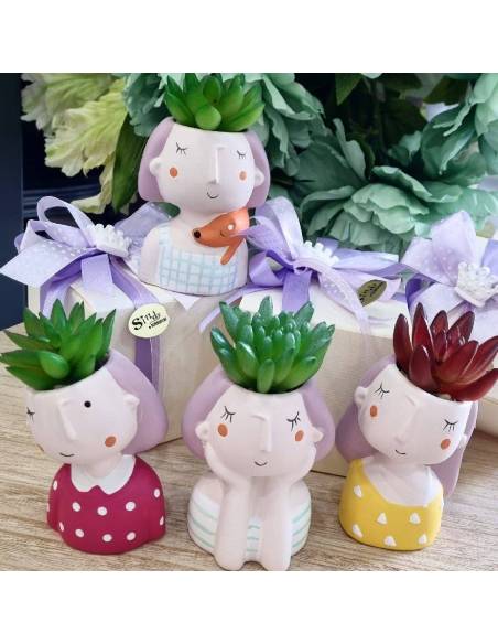 Bomboniere piante grasse vaso viso Simpaticissime