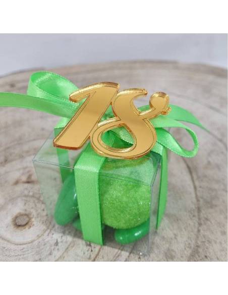 Decorazioni per bomboniere 18 anni plexiglas oro specchio