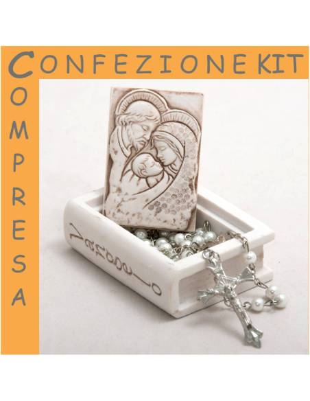 Rosario bomboniera Battesimo con scrigno Vangelo