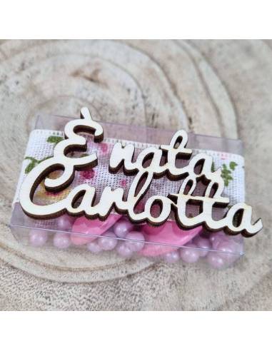 Bomboniere nascita personalizzate nome in legno