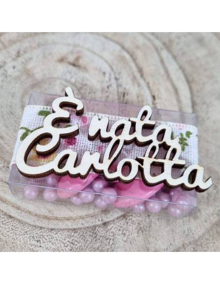 Bomboniere nascita personalizzate nome in legno