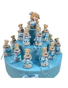 Torta bomboniere Battesimo portabarattoli animali cagnolini