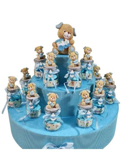 Torta bomboniere Battesimo portabarattoli animali cagnolini