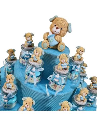 Torta bomboniere Battesimo portabarattoli animaletti cagnolini| Sindy Bomboniere