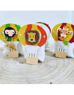Portaconfetti animaletti Safari a forma di mongolfiera