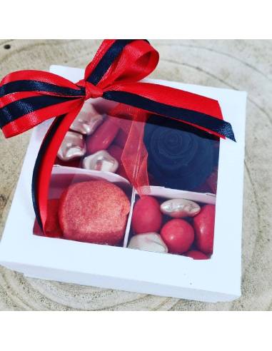 Bomboniere laurea rosa stabilizzata nera confettata