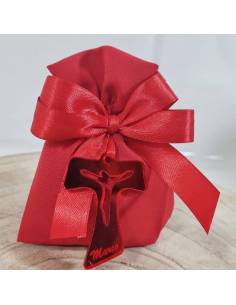 Sacchetti Cresima Tau nome personalizzato plexiglass rosso