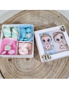 Scatoline portaconfetti nascita gemelli iniziali personalizzate