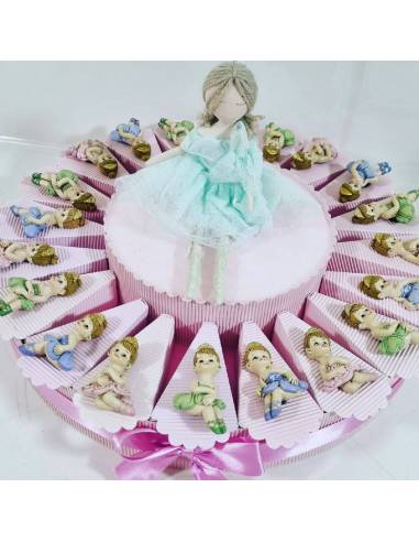 Torta bomboniere ballerine con provette e centrale| Sindy Bomboniere