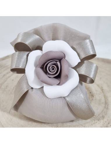 Sacchetti portaconfetti fiore capodimonte bicolore| Sindy Bomboniere