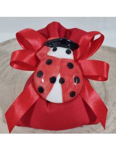 Sacchetti laurea originali coccinella ceramica made in Italy| Sindy Bomboniere