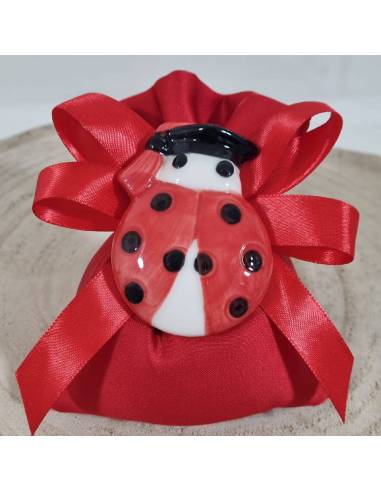 Sacchetti laurea originali coccinella ceramica made in Italy| Sindy Bomboniere