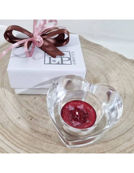 Bomboniere candele profumate portacandela cuore in vetro