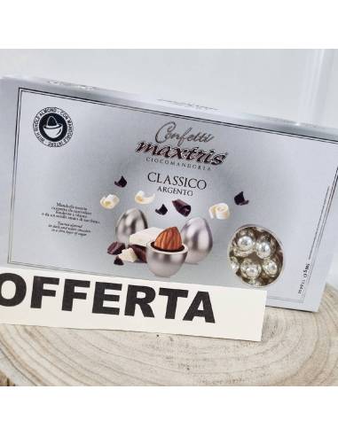 Confetti anniversario di matrimonio ciocomandorla Maxtris argento