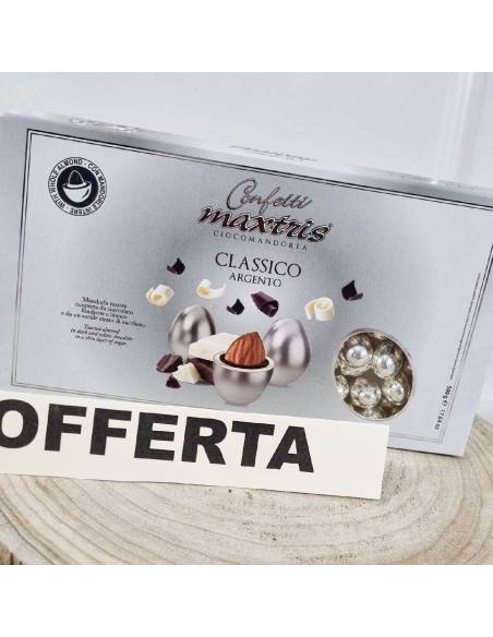 Confetti anniversario di matrimonio ciocomandorla Maxtris argento