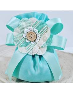 Sacchetti portaconfetti eleganti colore tiffany confezionati| Sindy Bomboniere