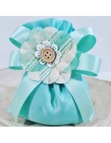 Sacchetti portaconfetti eleganti colore tiffany confezionati| Sindy Bomboniere