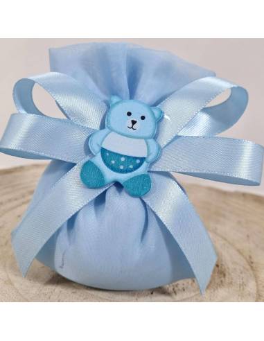 Sacchetti nascita bimbo orsetto azzurro applicazione