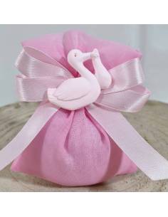 Sacchetti nascita bimba cicogna rosa gessetto