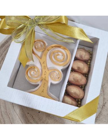 Bomboniera albero della vita profumatore dorato