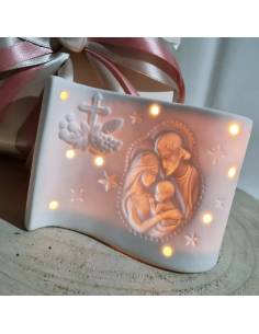 Bomboniere Battesimo sacre ceramica satinata lampada luce led