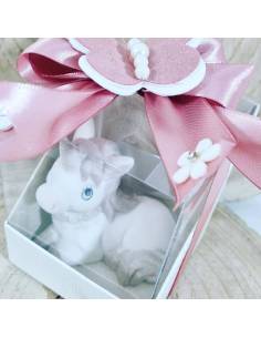Bomboniere unicorno seduti porcellana satinata confezione a vista