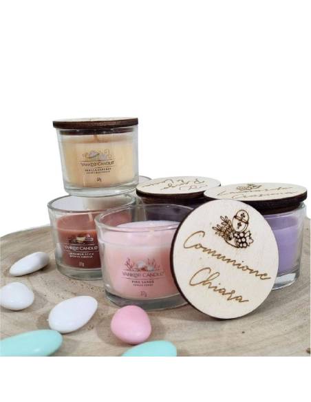 Candele bomboniera Prima Comunione personalizzate Yankee Candle