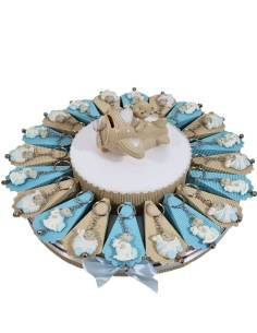Torta bomboniere orsetti portachiavi bimbo campanellino
