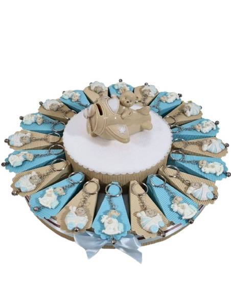 Torta bomboniere orsetti portachiavi bimbo campanellino