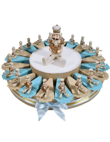 Torta bomboniere soldatini dorati e bianchi completi
