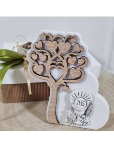 Idee bomboniere Comunione albero della vita foglie cuore