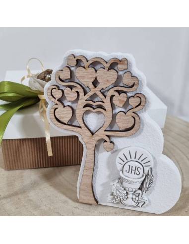 Idee bomboniere Comunione albero della vita foglie cuore