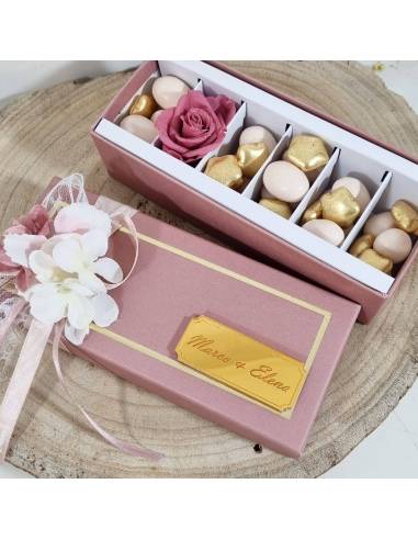 Rose stabilizzate bomboniere confettata personalizzata rosa antico